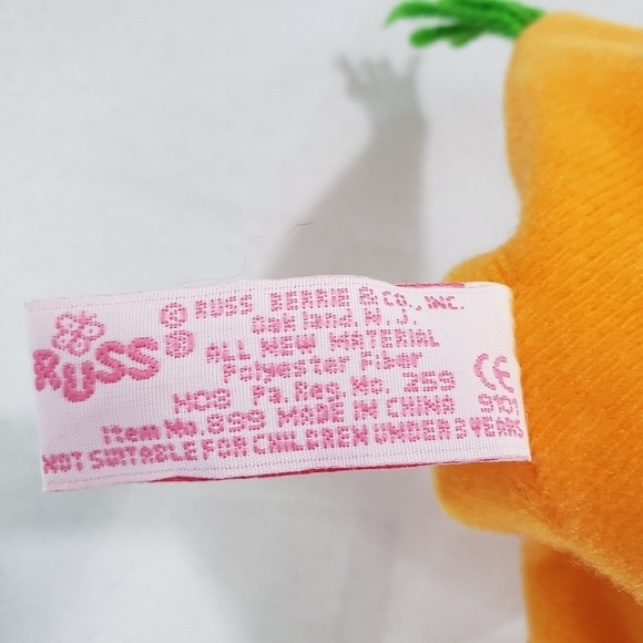 Russ Slumber White Bunny Rabbit In Carrot Plush Stuffed Toy 10 Inch Sleepy Eyes - Picture 8 of 9